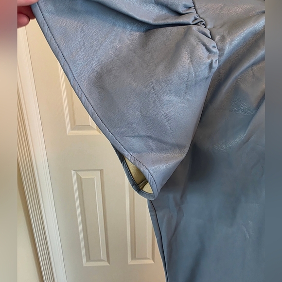 THML Reagan Top In Vegan Leather Slate Blue NWT - Size M - Picture 7 of 11